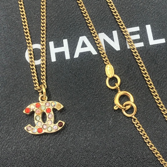 CHANEL Jewelry - Chanel CC Coco Logo Rhinestone Crystal Necklace